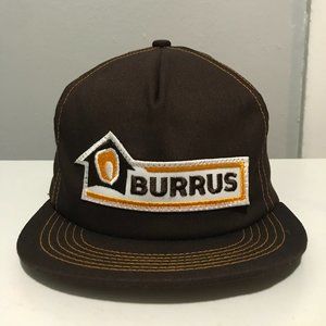 Vintage K-Products Burrus Corn Seed Feed Jumbo Patch Snapback Trucker Hat Brown
